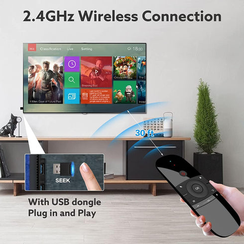 W1 Universal TV Remote Air Mouse, Wireless Keyboard Fly Mouse 2.4GHz Connection Air Remote Keyboard Mouse for Nvidia Shield/Android TV Box/PC/Smar...
