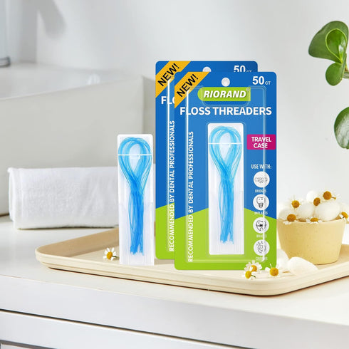 RioRand Floss Threaders,Essential Tool for Maintaining Oral Health with Braces, Bridges, and Implants (2Pack)...