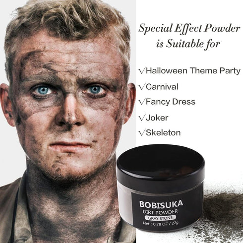 BOBISUKA Makeup Special Effects Dirt Powder for Halloween Makeup Theme Party Wedding Movies Stage Performances Cosplay(0.78 oz)(Gray Stone)...