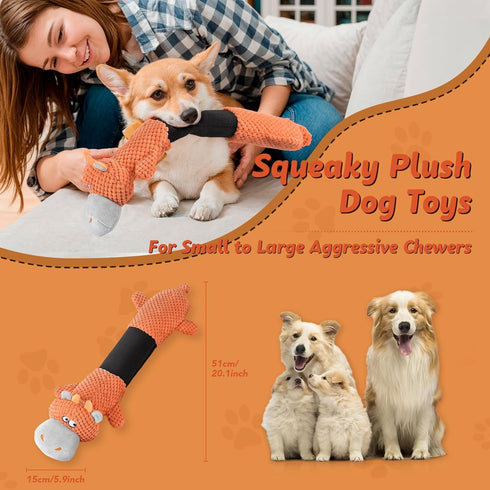 Squeaky Dog Toys for Large Dogs, Plush Stuffed Dog Toys Interactive Tug of War Dog Toys with Crinkle Paper…...