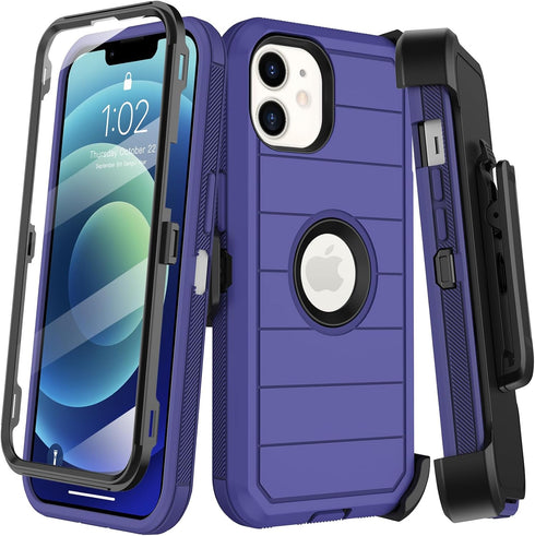 for iPhone 12 Case,iPhone 12 Pro Case with Belt Clip Holster,Built-in Screen Protector,Heavy Duty Shockproof Drop Protection Military Grade Rugged...