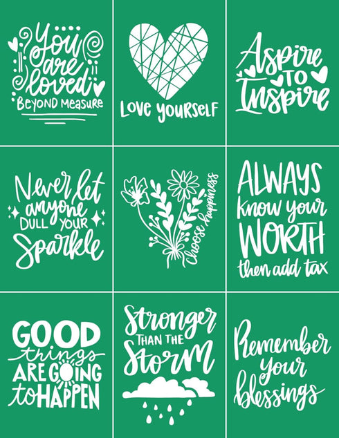 Inspirational Silk Screen Stencils,Motivational Adhesive Stencils Reusable Inspirational Word Stencils Transfers for Craft Letter Screen Printing ...