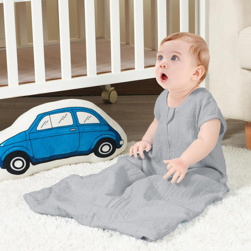 david's kids Muslin Cotton Baby Sleep Sack 6-12 Months, 2 Pack 100% Cotton Sleeping Bag for Summer, TOG 0.5 Baby Wearable Blankets with 2-Way Zipp...
