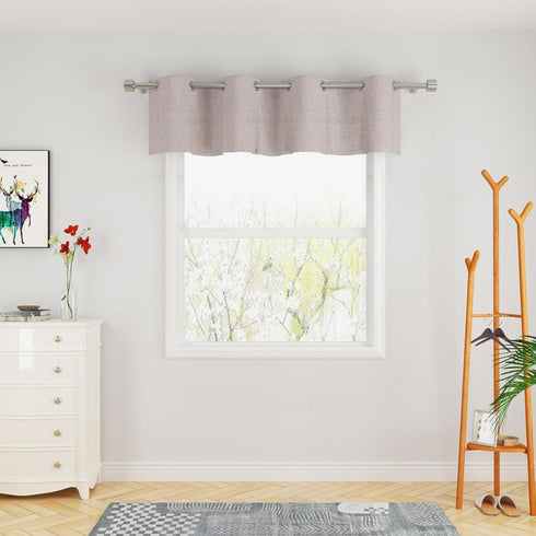 UPOPO Beige Valance Curtains Linen Textured Living Room 18 inches Long Kitchen Short Small Mini Curtain Toppers Valance Cabinet Caravan Bedroom Wi...