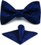 S&W SHLAX&WING Ties for Men Silk Neckties Extra Long Cobalt Blue Plaid Matching Bow-tie with Pocket Square...
