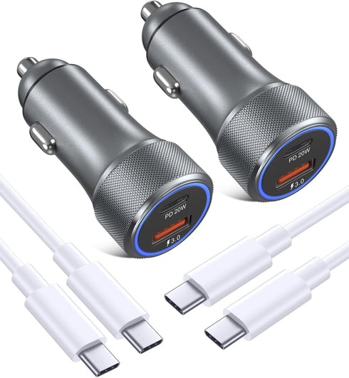 USB C Car Charger, 36W 2-Pack PD3.0 & QC3.0 Dual USB Fast Car Charger Adapter Fast Charging Type C Car Charger Compatible with Galaxy S22/S21/S20 ...