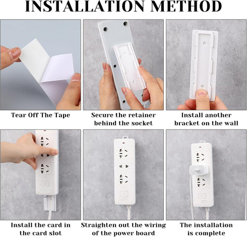 Giantree 6 Pack Self Adhesive Power Strip Holder, Power Strip Holder Desktop Mobile Punch Free Socket Holder, Desktop Socket Fixer for Kitchen Hom...