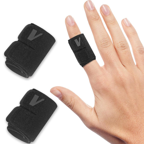 Finger Splints, 2PCS Finger Buddy Straps, Compression Finger Wraps for Sport Basketball Tennis and Volleyball Badminton - Black, One Finger-L...