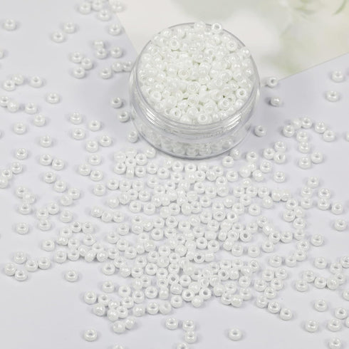 Bala&Fillic White Pearl 3mm Seed Beads About 3600pcs/100Grams in Bag, 8/0 Glass Craft Beads for Making Bracelet and Necklace (White Pearl)...