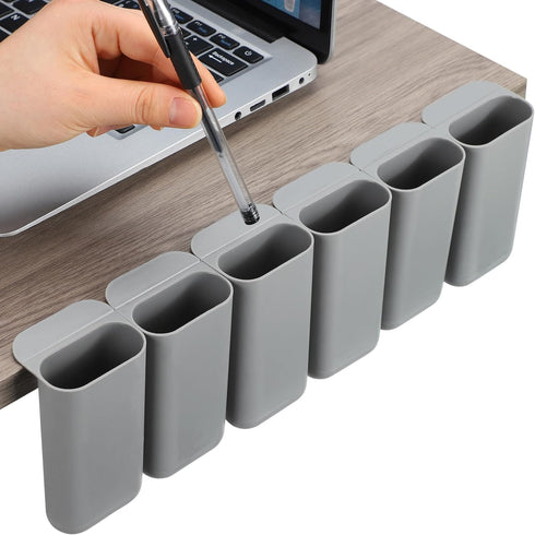 6 Pcs Screen Pen Pencil Holders Attachable Deskside Pen Holder Computer Monitor Desktop Pen Organizer with Self Adhesive Attacher for Office Suppl...