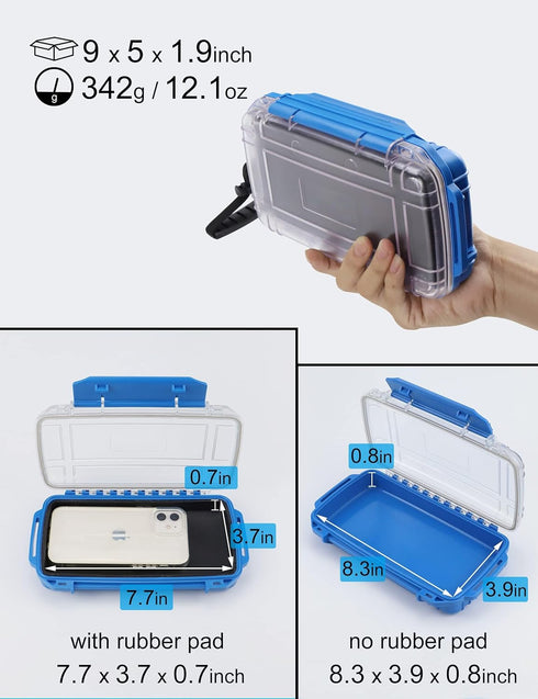 Dry Box Waterproof Box for Kayaking Boat Waterproof Phone Box Small Waterproof Container Watertight Storage Box Diving Dry Case (Blue)...