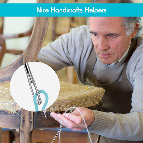 Mudder 6 Pieces 12 Inch Upholstery Needles Long Straight Hand Sewing Needles Large Eye Stitching Needles for Home Upholstery Webbing Carpet Leathe...