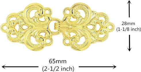 bezelry 4 Pairs Sturdy Swirl Flower Cape or Cloak Clasp Fasteners. 65mm x 28mm Fastened. Sew On Hooks and Eyes Cardigan Clip...