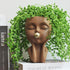 Planters for Indoor Plants Cute Lady Bubble Blowing Head Planter Resin Face Planters Flower Pot with Drainage Hole (Black)...