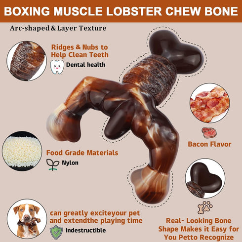 Dog Chew Toys for Aggressive Chewers Indestructible Dog Toys,Bacon Flavored,Tough Dog Bone Toys for Medium/Large Breed Dogs, Best Extreme Chew Toy...