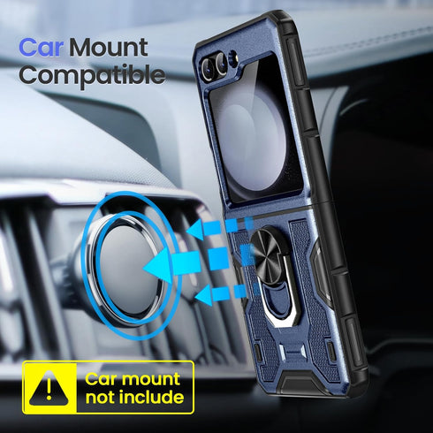 VEGO for Galaxy Z Flip 5 Case, Samsung Z Flip 5 case with Screen Protector & Hinge Protection, 360° Ring Kickstand, Full Body Protective Cover Cas...