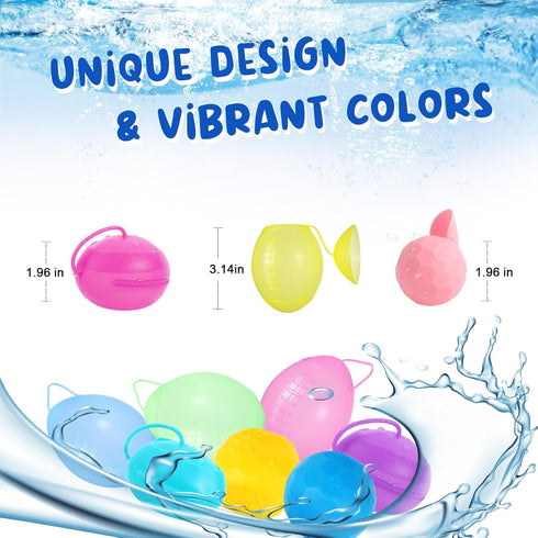 12 Pack Reusable Water Balloons Fast Refillable for Kids Outdoor Activities, latex-free Kids Pool Beach Bath Toys, Self-Sealing Water Bomb Quick F...