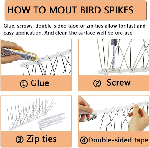 Bird Spikes for Small Birds, Bird Deterrent Spikes Stainless Steel Pigeon Spikes for Fence Roof Mailbox Window (5Ft 6 Strips(Uninstalled Spikes))...