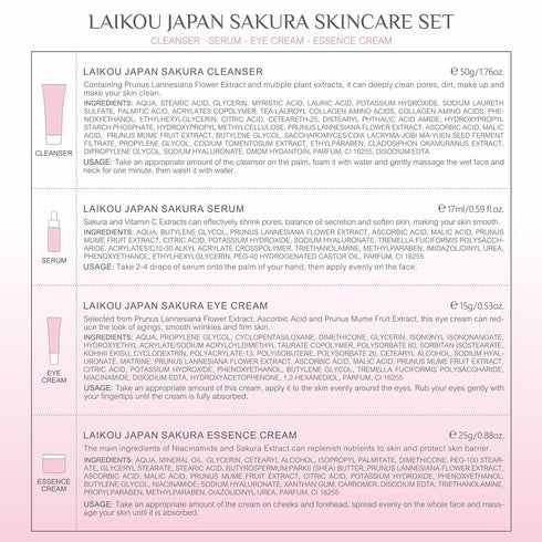 Skin Care Set JAPAN SAKURA Beauty Gift Sets Skin Care Kit with Cleanser, Serum, Eye Cream, Face Cream Travel Kit for Women Mom Wife Teen Girls Gen...