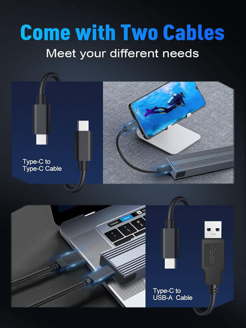 M.2 NVME SATA SSD Enclosure Adapter ,V VCOM Tool-Free USB 3.2 Gen 2 10Gbps NVMe PCI-E 6Gbps SATA M-Key / B+M Key Solid State Drive External Adapte...