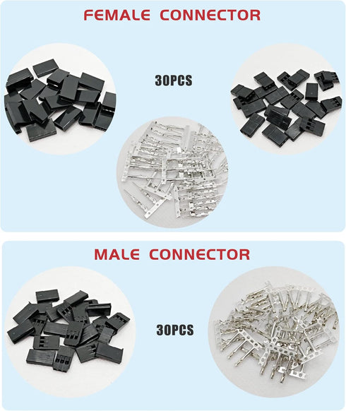 60Sets JST Servo Connector Kits Plug Male/Female Crimp Pin Cable Kit Compatible JST SYP Futaba servo Wire Extension Cable for RC Car Hitec Spektru...