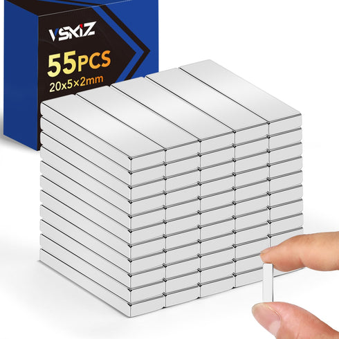 Small Strong Neodymium Magnets Bar 55Pcs, 0.79x0.2x0.08inches Powerful Rare Earth Magnet, Rectangular Magnetic Bar, Mini Fridge Magnets for Crafts...