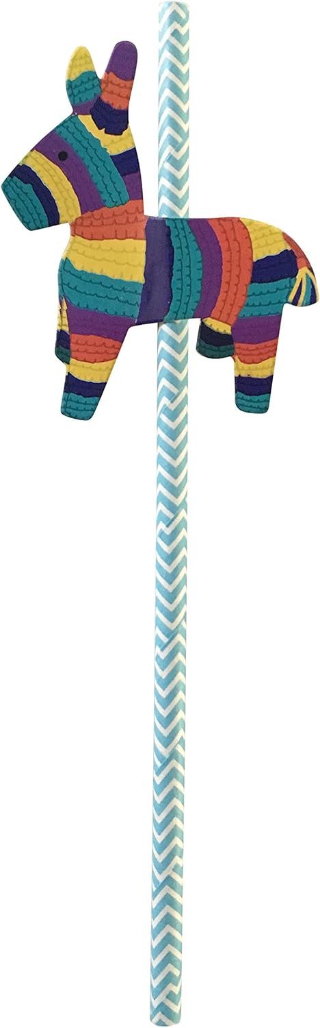 Fiesta Party Straws | Mexican Decorations | Final Fiesta Bachelorette Party Supplies | Set of 32, PRE-ASSEMBLED Paper Straws...
