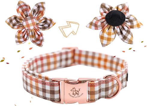 Elegant little tail Flower Dog Collar for Female or Male Dogs, Fall Pet Collar Adjustable Dog Collars with Flower Gift for Medium Dogs...