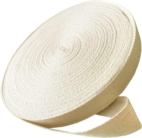 50 Yards Cotton Twill Tape Ribbon 1/2 Inch, Soft Natural Webbing Tape Herringbone Tape for Sewing DIY Craft, Beige...