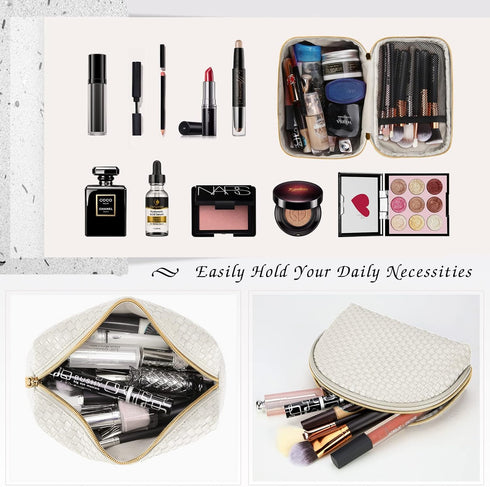 KTMOUW Makeup Bag 3 Pcs Waterproof Cosmetic Bag Set Portable Travel Cosmetic Bag Multifunction Organizer Storage Bag Weave Toiletry Bag for Women,...