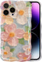 Case for iPhone 14 Pro Max - Vivid Retro Oil Painting, Flower Laser Glossy Pattern, Cute Curly Wave Edge - Exquisite Stylish Durable TPU Protectiv...