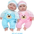 JC Toys |Blue Bear Onesie | Baby Doll Outfit + Hat + Pacifier | | Ages 2+ | Fits Dolls 12"- 14"...