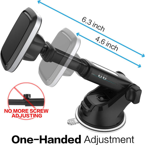 1Zero Magnetic Phone Car Mount with Quick Extension Telescopic Arm, Hands-Free Windshield Dashboard Cell Phone Holder for Car Compatible with iPho...