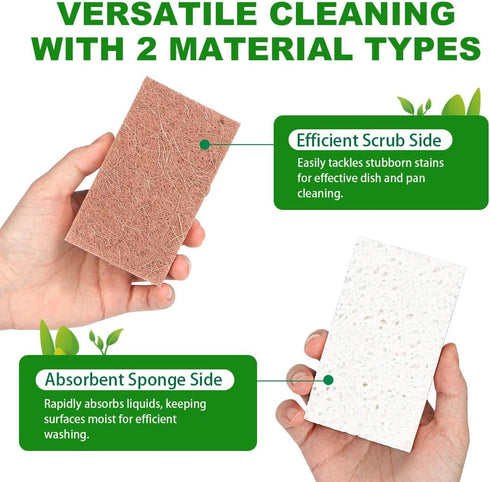 HOMEXCEL Natural Scrub Sponges Kitchen 24 Pack, Non-Scratch Cleaning Sponges for Dishes, Cellulose Sponges Safe on Non-Stick Cookware, Dual Sided ...