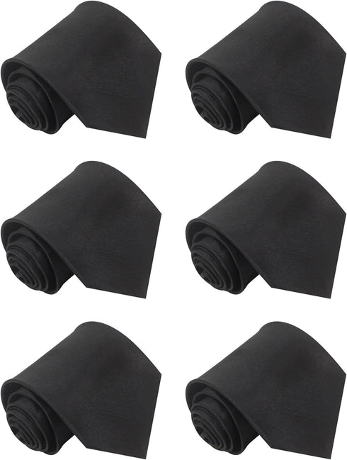 Mens 3.75 inch Width Solid Color Tie Polyester Classic Formal Party Suit Silk Necktie Pack of 6 PCS...