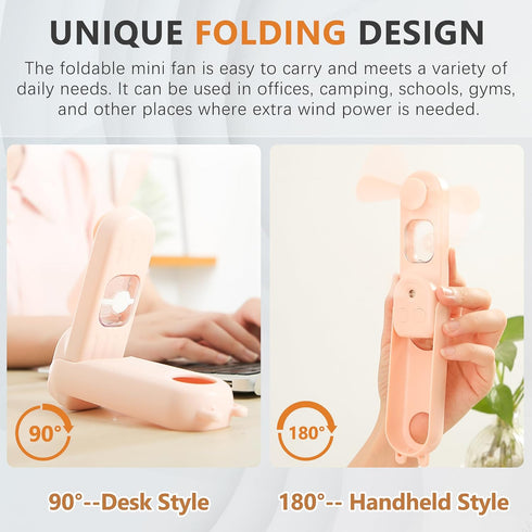Handheld Mini Fan, Foldable Portable Fan, Spray, fan, flashlight 3 IN 1 multifunctional, with USB Rechargeable, Two levels of adjustable wind powe...
