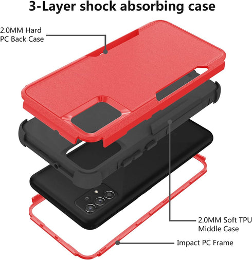 TJS Compatible with Samsung Galaxy A52 Case, Galaxy A52S Case, with Tempered Glass Screen Protector, Heavy Duty Rugged Shockproof Full Body Protec...