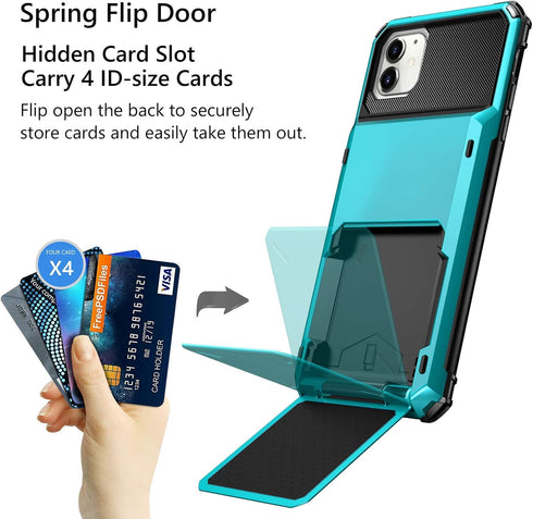 Vofolen Compatible with iPhone 12 Mini Case 5G Wallet 4-Card Slot Credit Card Holder Flip Door Hidden Pocket Anti-Scratch Dual Layer Hybrid Bumper...