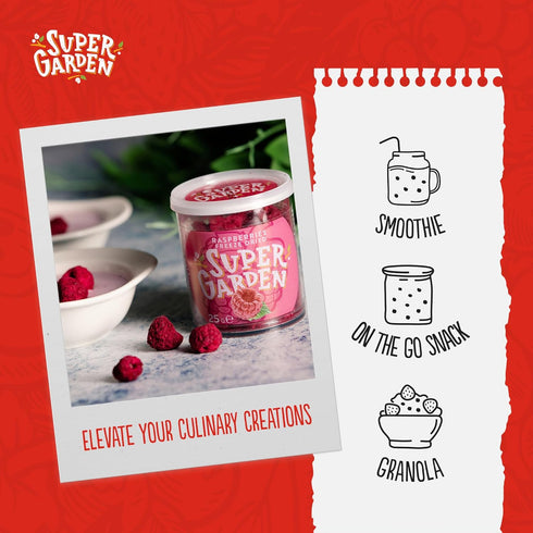 Super Garden Freeze Dried Raspberries | Crunchy Whole Berries | Freeze Dried Berries for Snacking, Topping, or Baking | Delicious Freeze Dried Fru...