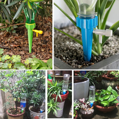 Self Plant Watering Spikes 24 Pack Auto Drippers Irrigation Devices Vacation Automatic Plants Water System with Adjustable Control Valve Switch De...