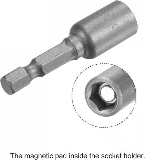 uxcell Quick-Change Nut Driver Bit, 1/4" Hex Shank 8mm Magnetic Nut Setter Drill Bits, 1.89" Length, Metric 2 Pcs...