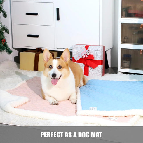 Dog Blanket for Floor Dog Dog Mat Dog Bed Mat for Floor Dog Bed Cooling Mat Warming Mat Ultra Soft Pet Bed Reversible (Cool & Warm) Dog Bed Pad wi...