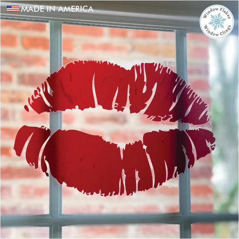 Valentines Day Decorations. Home Decor Valentine Lipstick Lips Kiss Window Sticker. Small Reusable Double Sided Window Cling Decal. Valentine's De...