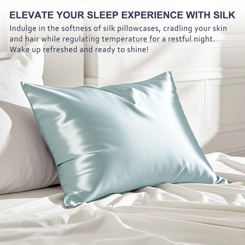 Ravmix Silk Pillow Cases with Zipper, 21momme Mulberry Silk Pillowcase for Hair Skin Health, Soft Smooth Breathable Cool Pillow Cover for Beauty S...