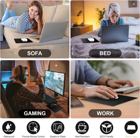 Aluminum Mouse Pad with Non-slip Rubber Base and Micro Sand Blasting Alloy Surface for Fast and Accurate Control | Black...
