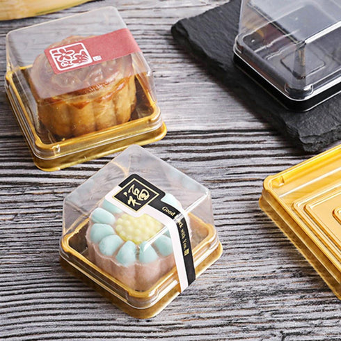 50g Mooncake Packaging Clear Individual Plastic Single Macaron Containers With Labels, Ideal For Showcasing Your Mini Muffins, Pastries, Cookies A...