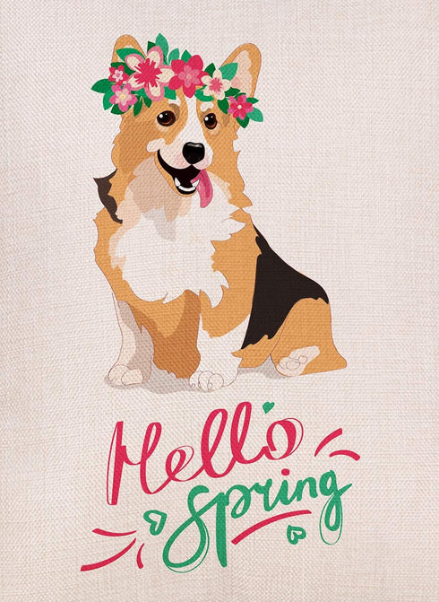 Spring Corgi with Flower Garden Flag Vertical Double Sided 12.5x18 Inch Burlap Rustic Farmhouse Yard Outdoor Flag Décor...