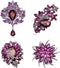 4pcs Purple Crystal Rhinestone Brooches For Wedding Bouquet Decoration...