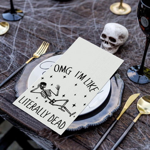 Horaldaily 100 Halloween Disposable Paper Decorative Guest Napkins, Skeleton Star Hand Towel for Party Lunch Dinner Kitchen Bathroom...