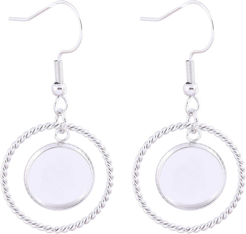 20pcs 12mm Cabochon Earring Setting Tray Blanks with Hoop Charms DIY Bezels for Earrings Making Supplies...